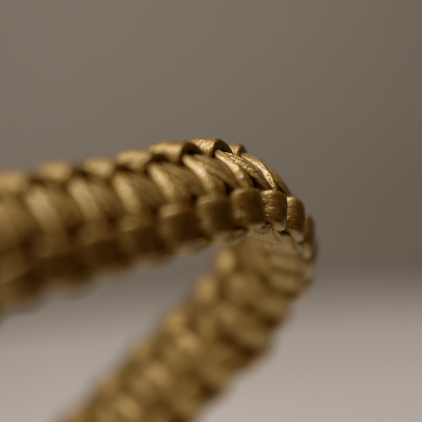 Aldebaran - Bracelet en cuir doré - Vue extérieure zoom - Conception Code Golden Shop